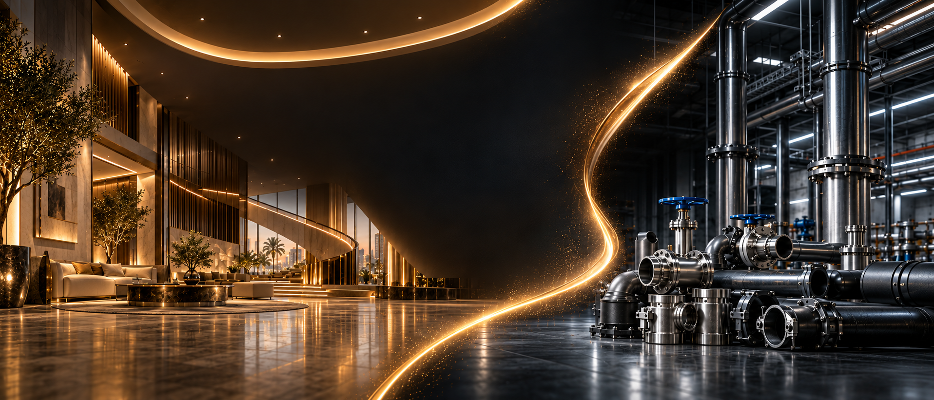 Architectural visualization and MEP supply represented as two connected Reem Al Najoom divisions