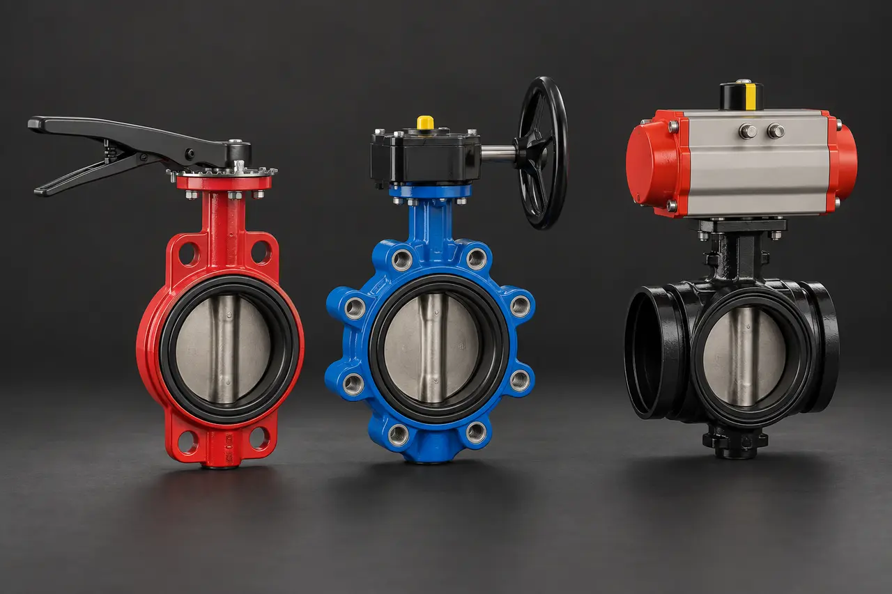 Complete wafer, lug and grooved butterfly valves