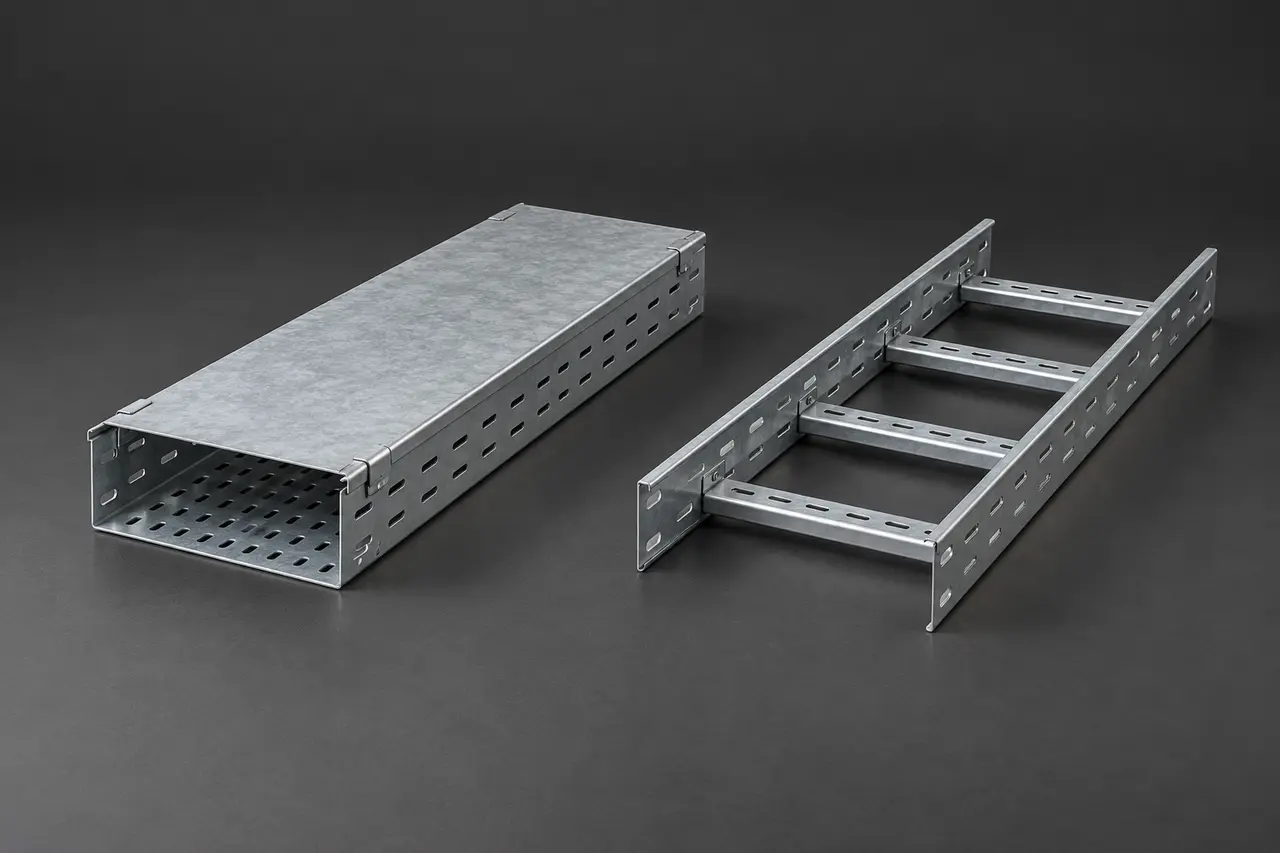 Complete galvanized cable tray and cable ladder sections
