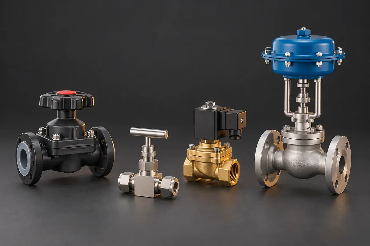 Complete diaphragm, needle, solenoid and actuated control valves