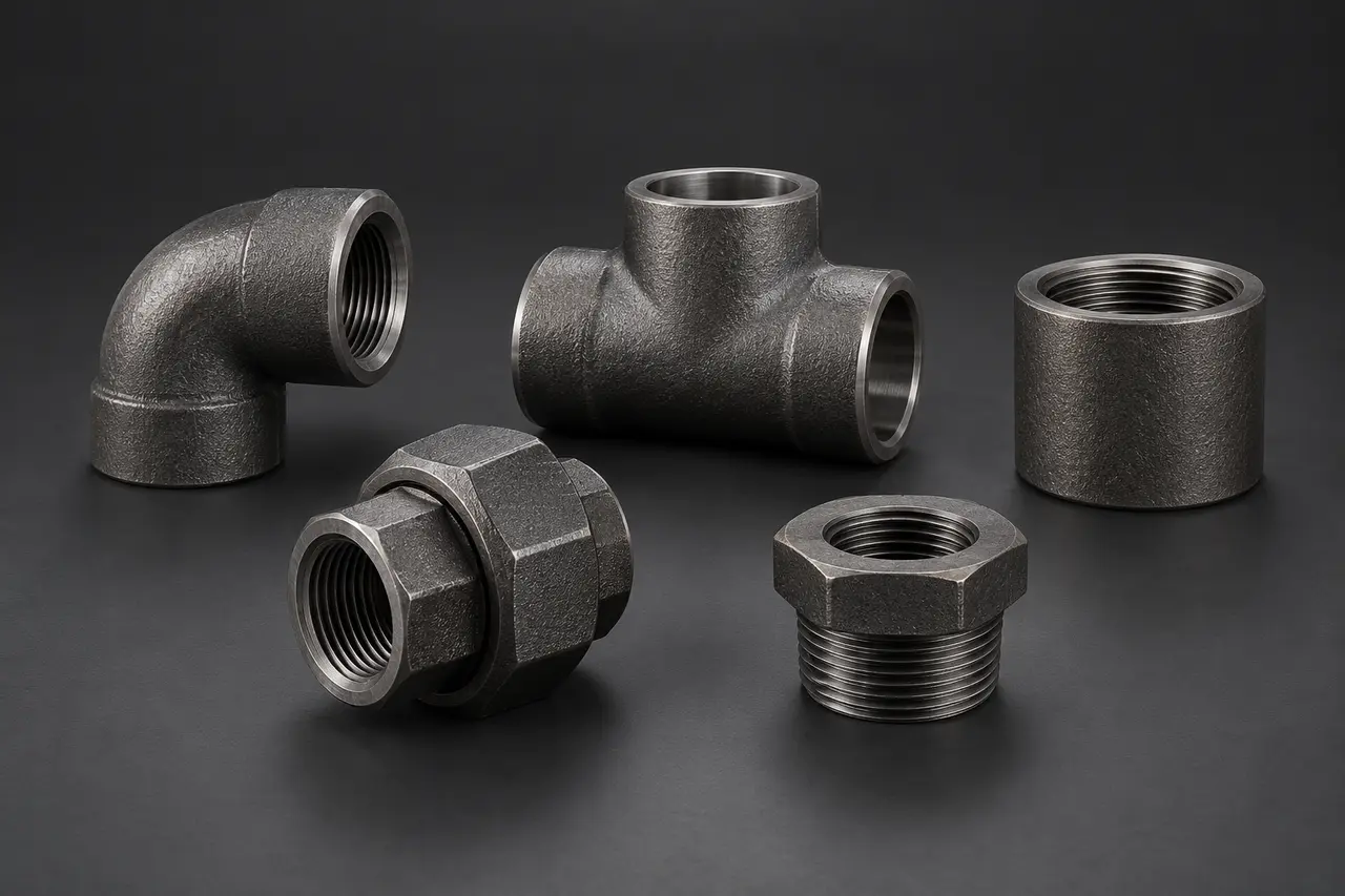 Complete set of forged carbon steel threaded and socket-weld fittings