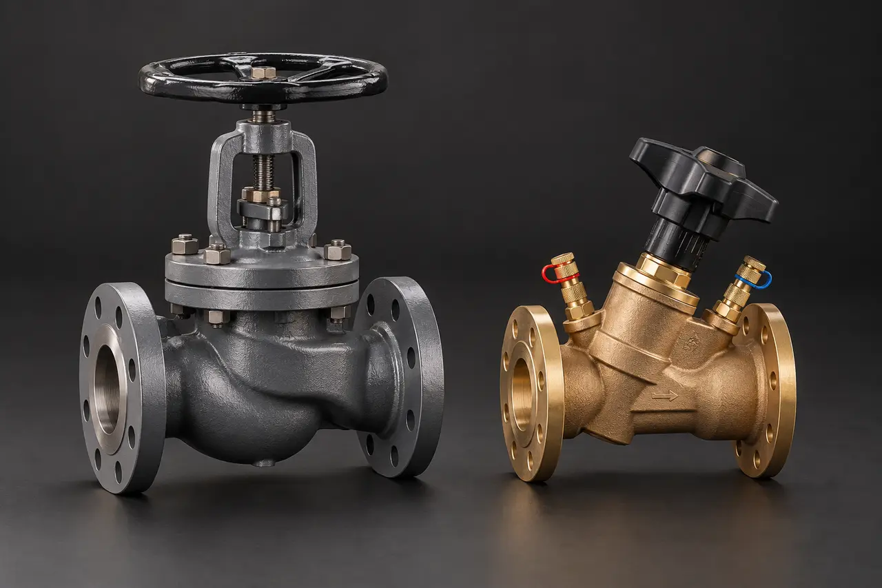 Complete globe valve and hydronic balancing valve